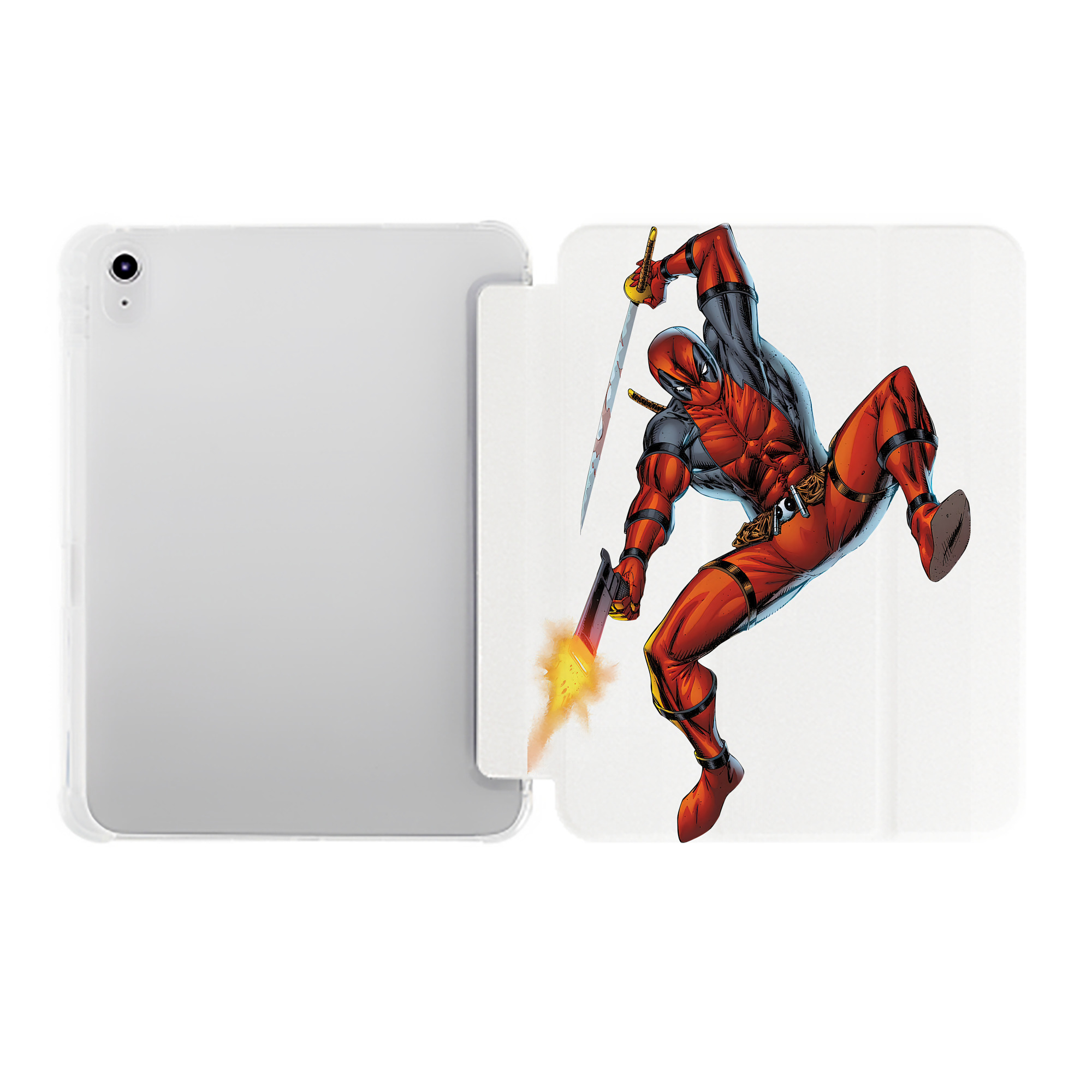 （画像用） Deadpool デッドプール IPad ケース ペン収納付き 三つ折りスタンド PUレザー×シリコン 対応機種9.5/10.5/10.9インチ